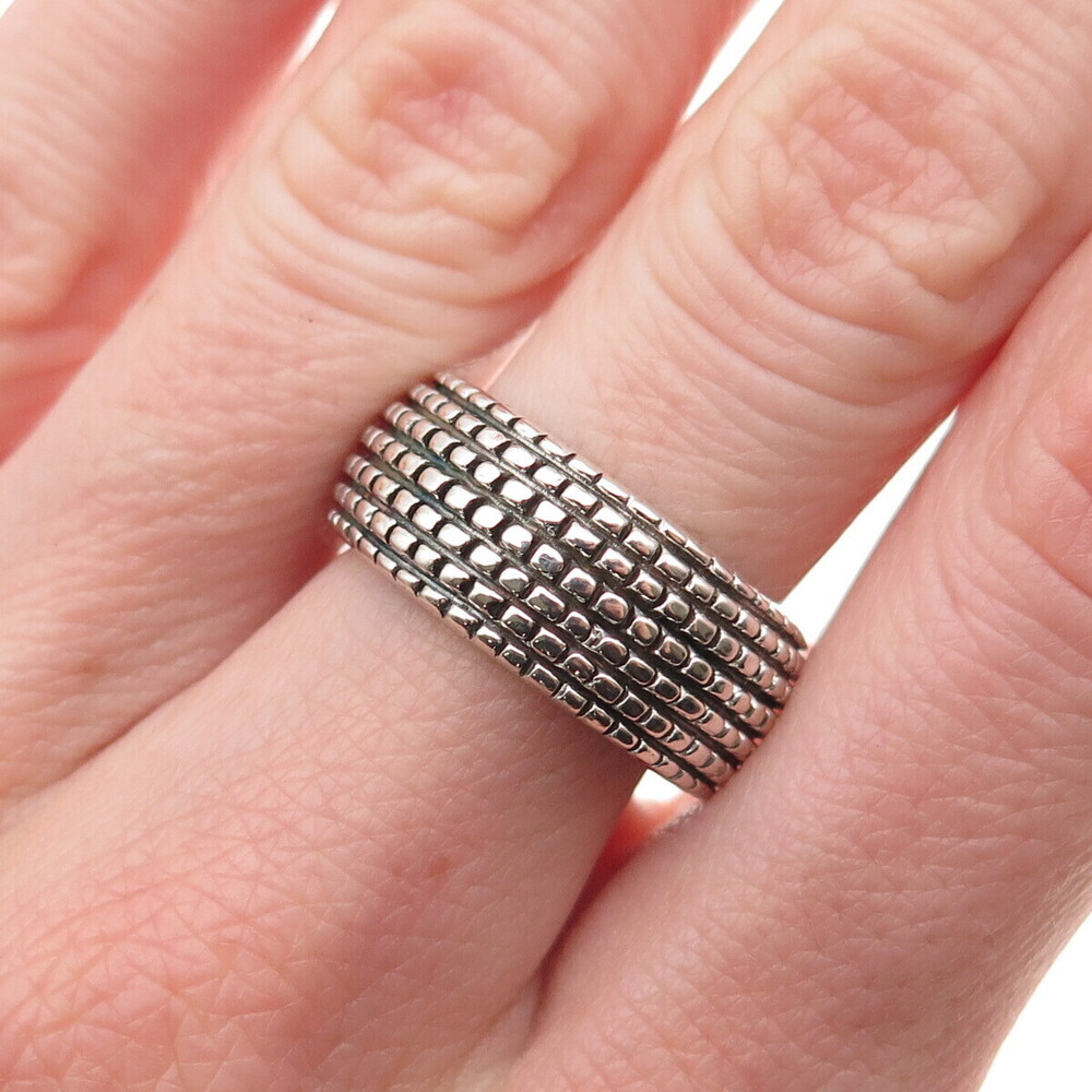 925 Sterling Silver Vintage Alligator Oxidized Band Ring Size 7